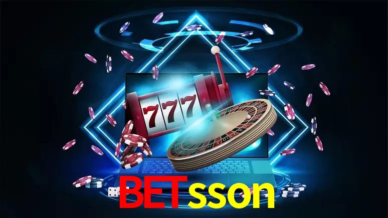 Escena dinámica inspirada en casino con iluminación betsson, cartas, fichas e íconos de juegos digitales en un espacio moderno de juegos.